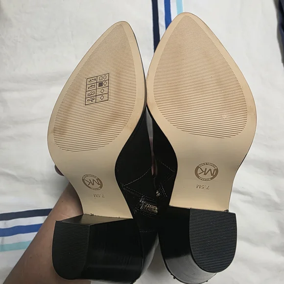 Michael Kors Black Heeled Boots with Gold Zipper - Picture 2 of 5